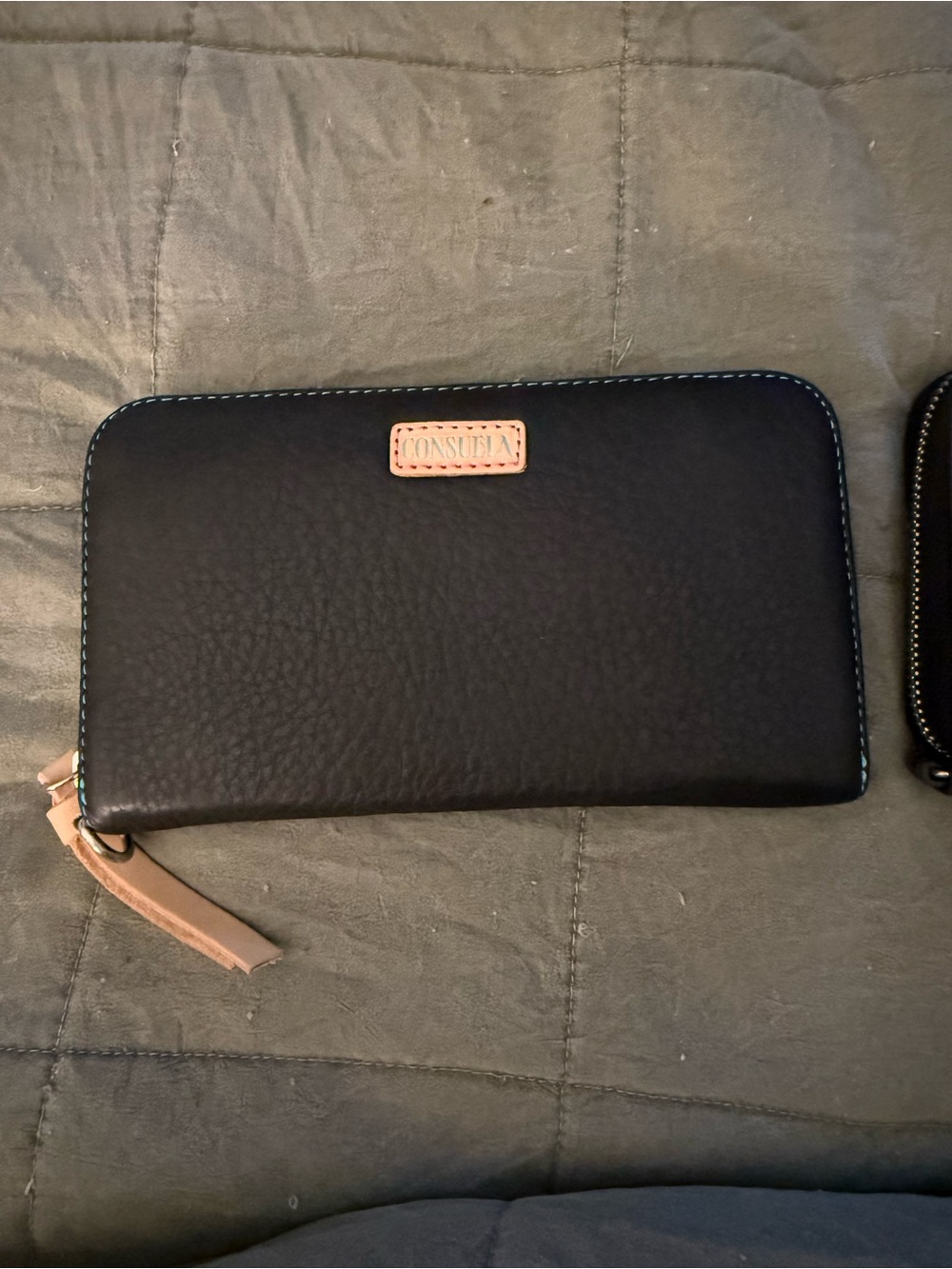 Consuela Black Wallet with Tan Trim